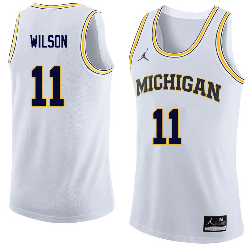 Men #11 Luke Wilson Michigan Wolverines College Basketball Jerseys Sale-White - Click Image to Close